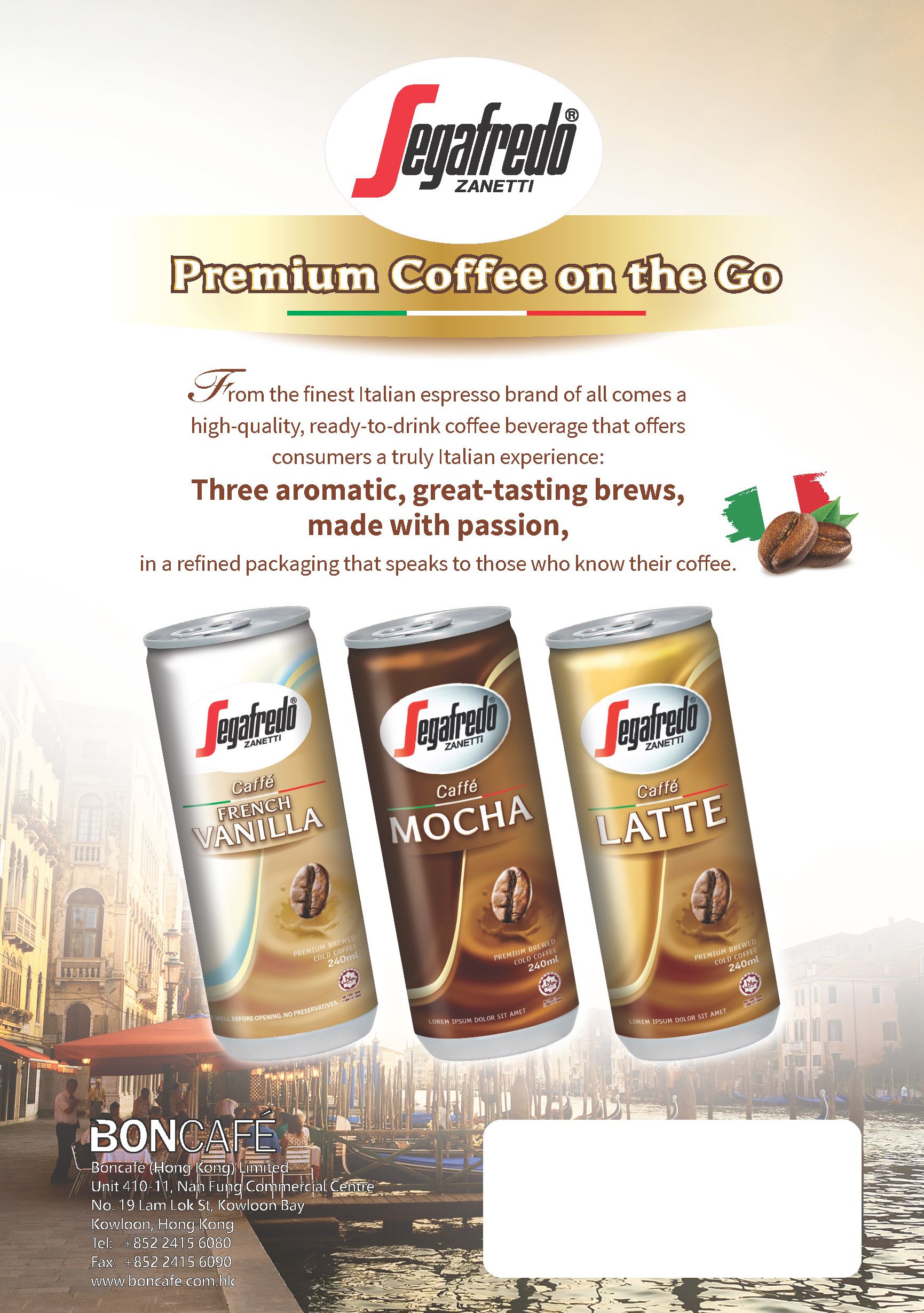 SEGAFREDO LATTE CANNED COFFEE Boncafé